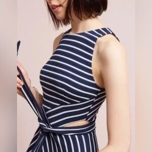 HUTCH Anthropologie Navy Striped Sleeveless Cutout Dress Size S